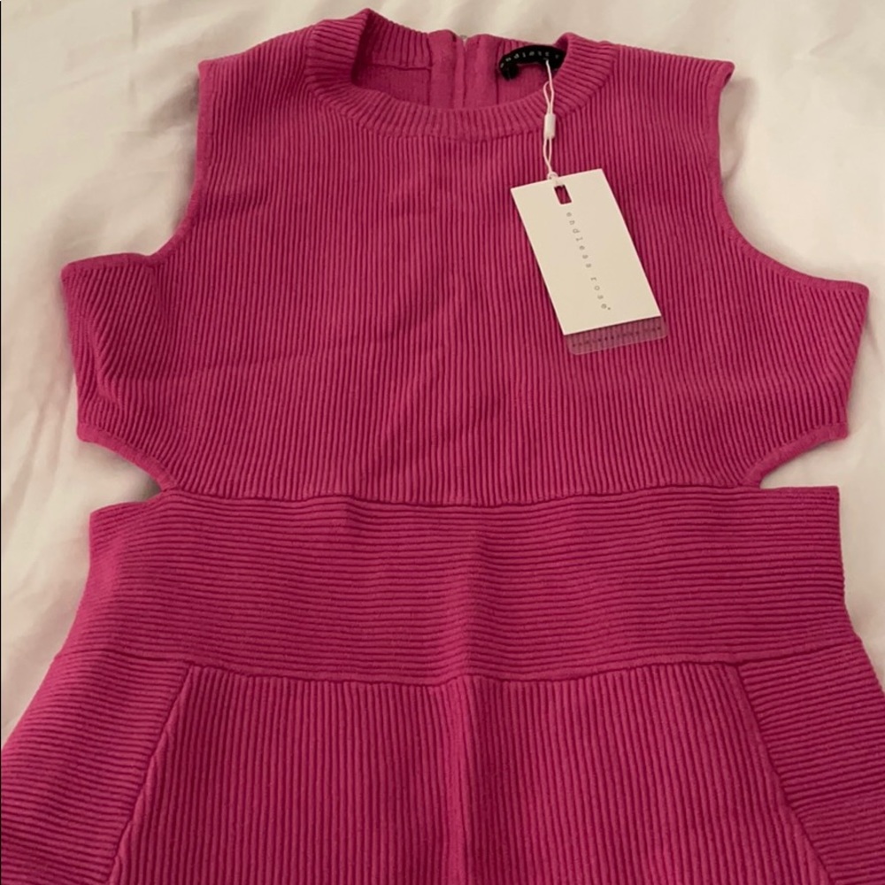 Vici ribbed cutout  pink midi dress size medium